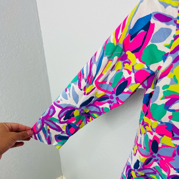 NWOT Lilly Pulitzer Marlowe Multi Havin A Blast 3/4 Mid Sleeve Tunic top Dress - Picture 6 of 7